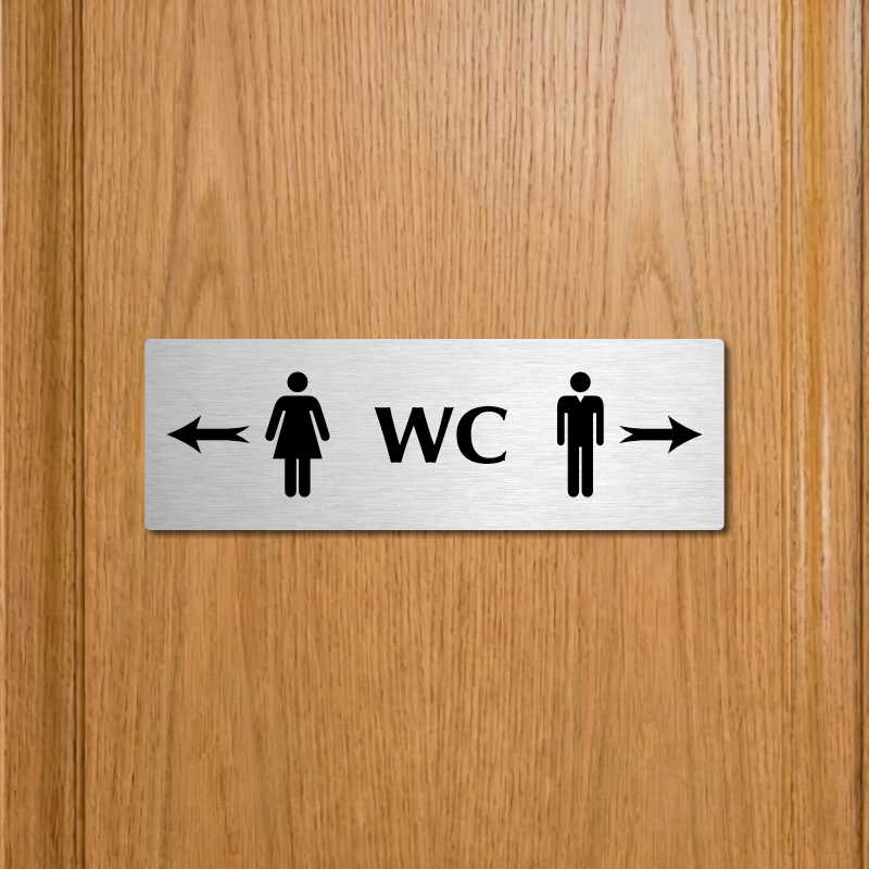 WC společné - rozcestník, 200x66mm, zlatá popiska s okrasným rámečkem  